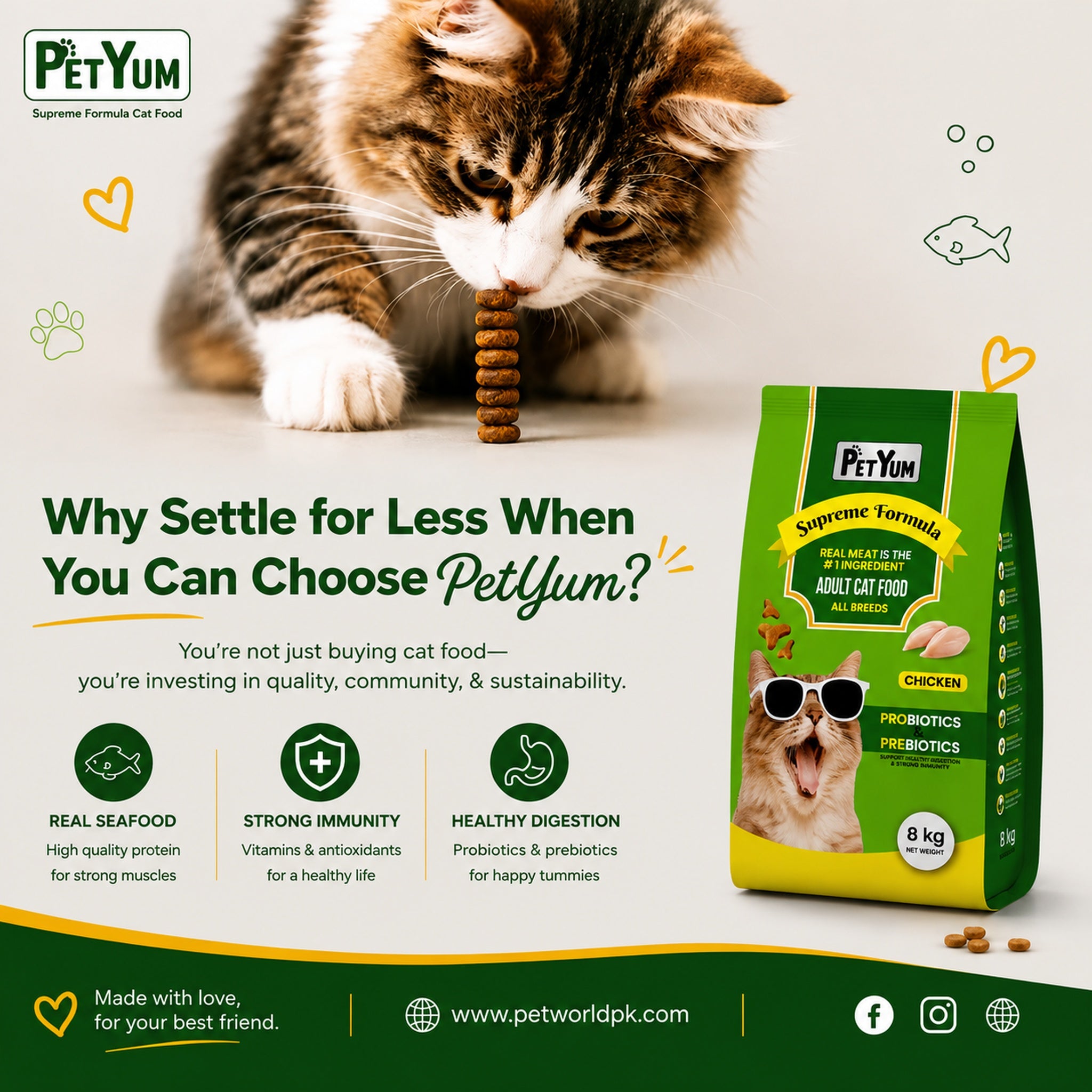 Petyum supreme Adult cat food Chicken Flavour 8KG