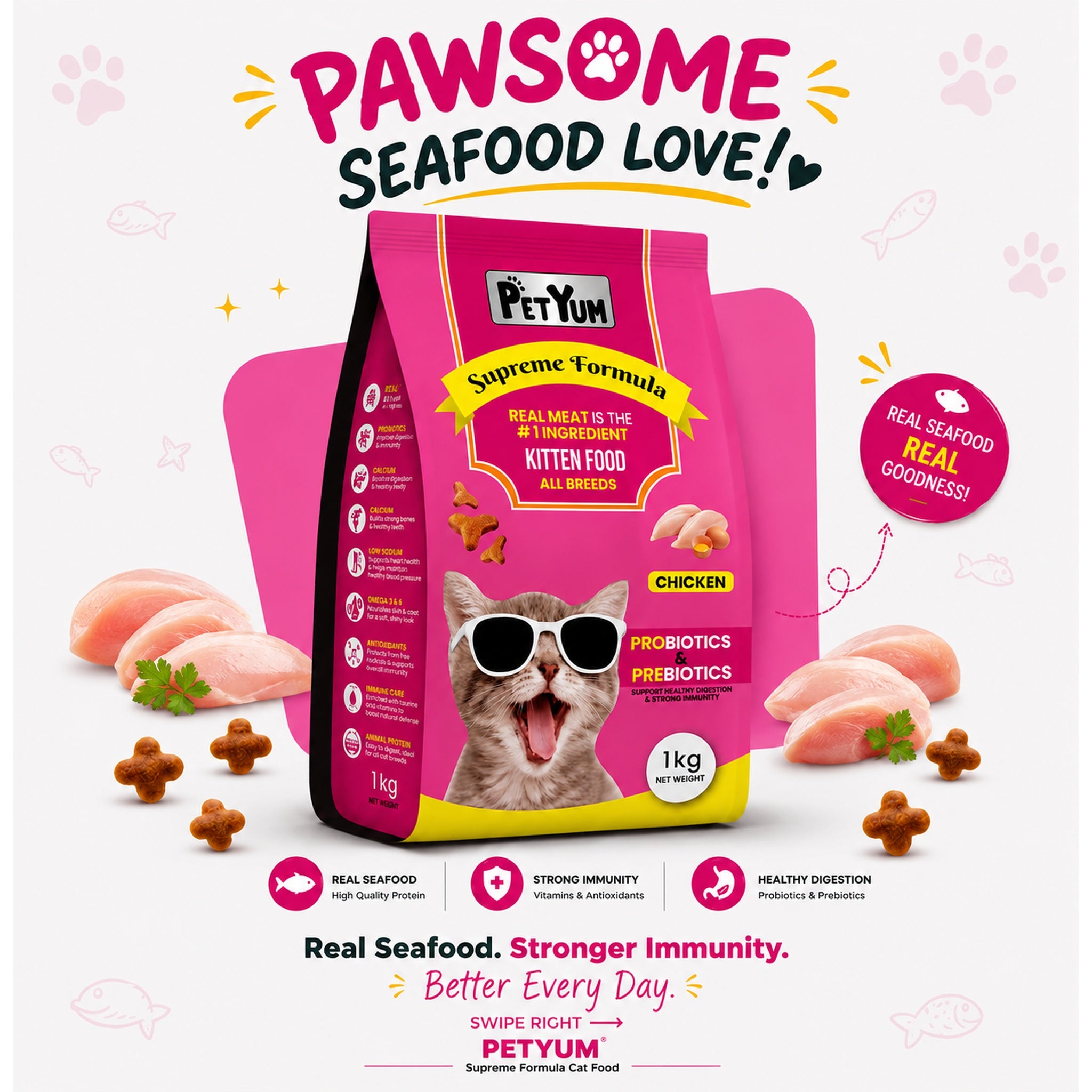 Petyum supreme Kitten cat food Chicken Flavour 1 KG