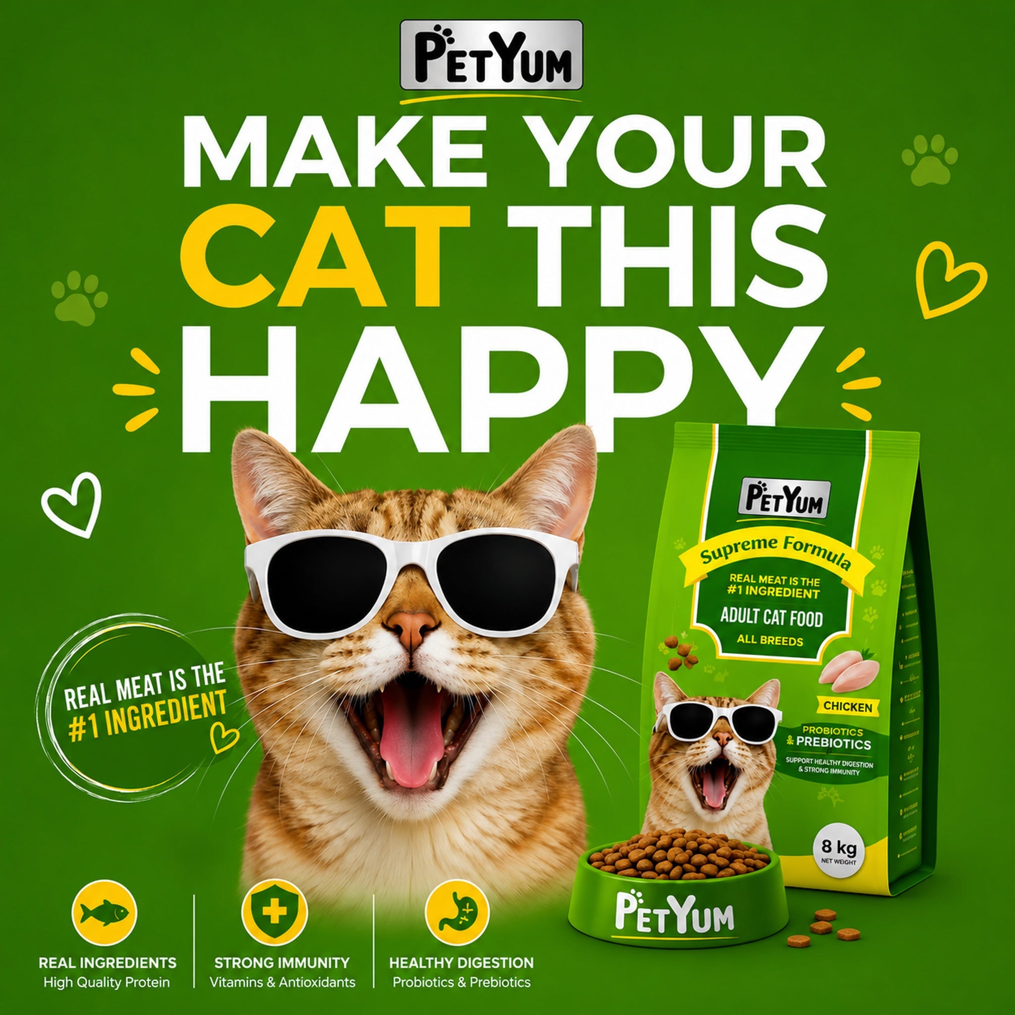 Petyum supreme Adult cat food Chicken Flavour 8KG