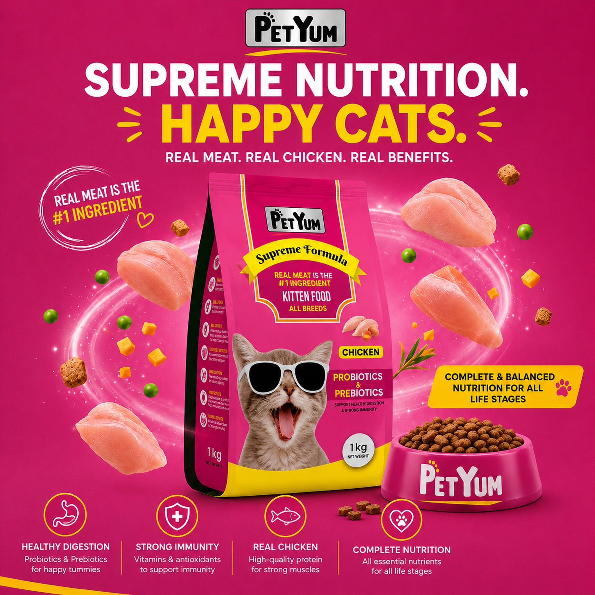 Petyum supreme Kitten cat food Chicken Flavour 1 KG