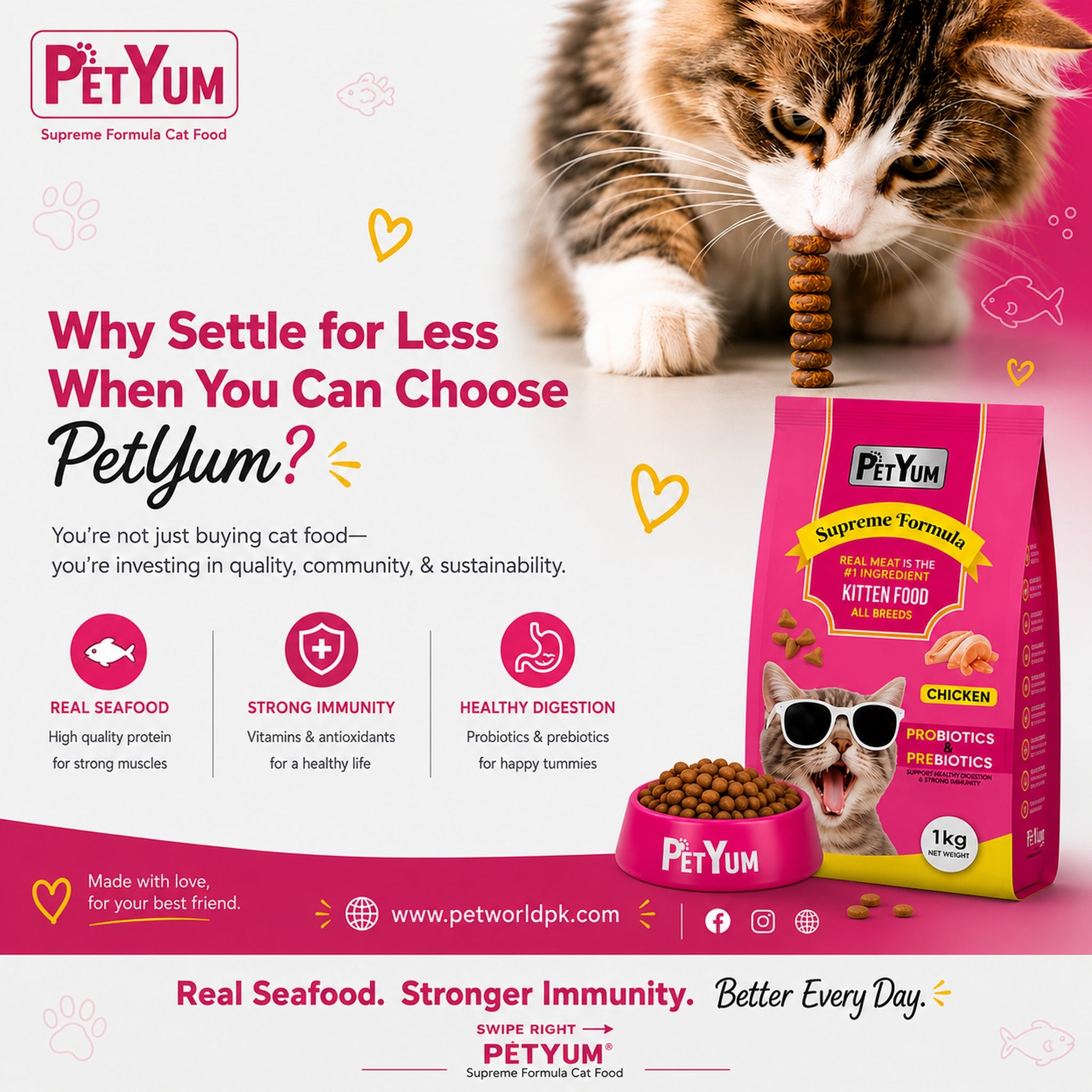 Petyum supreme Kitten cat food Chicken Flavour 1 KG