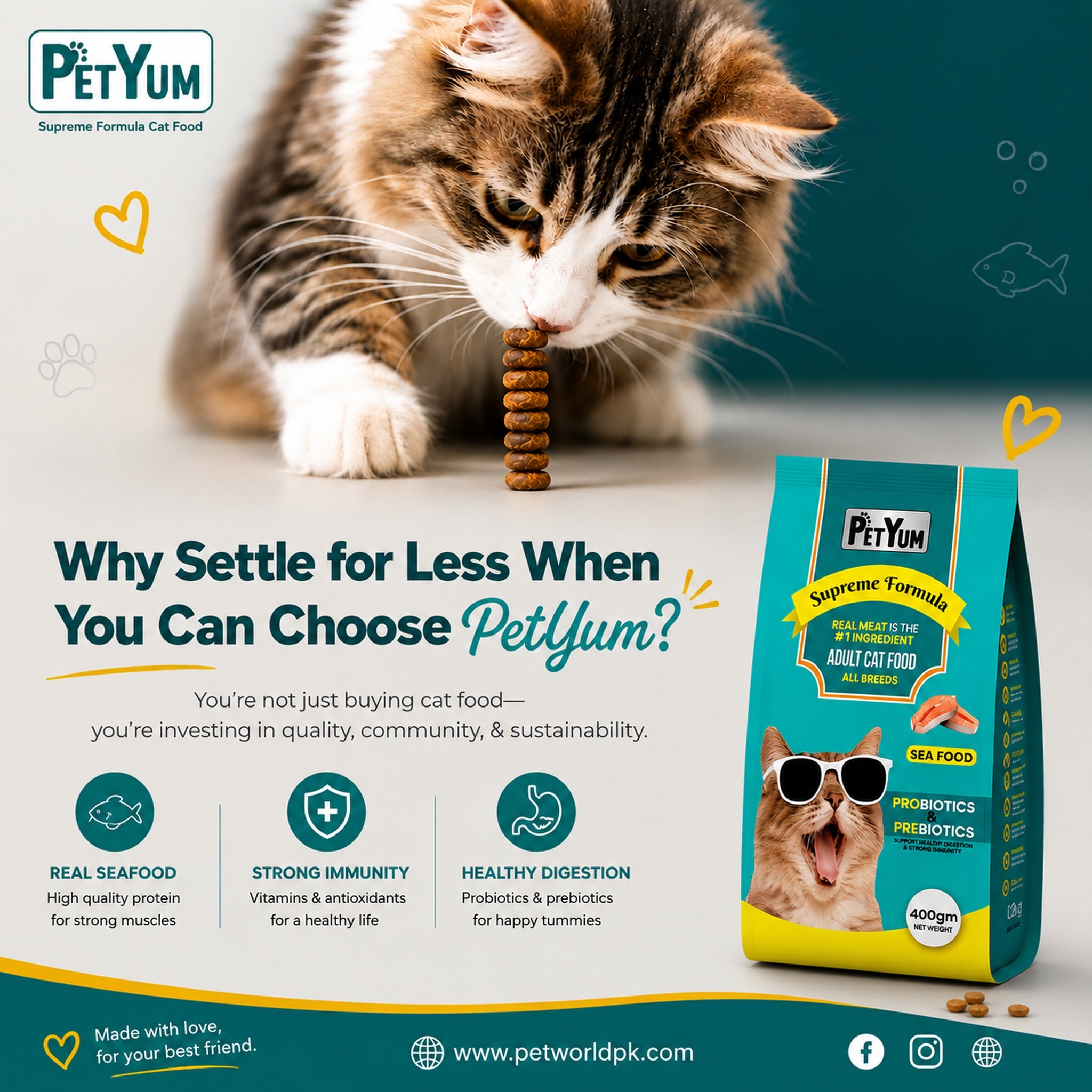 Petyum supreme Adult cat food Seafood Flavour 400G