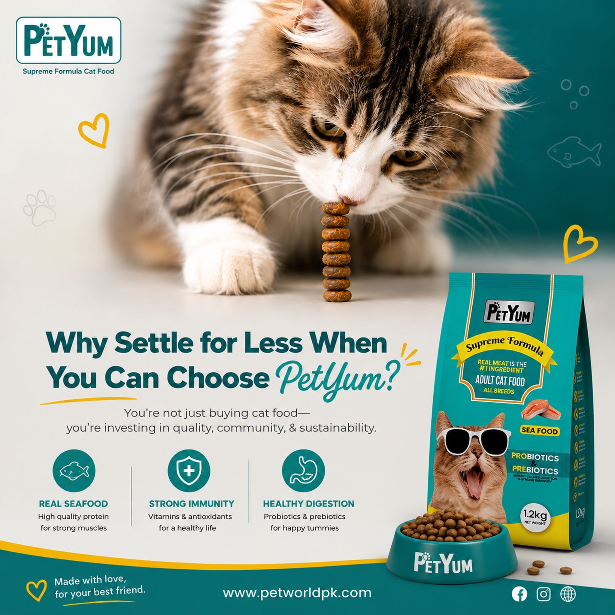 Petyum supreme Adult cat food Seafood Flavour 1.2KG