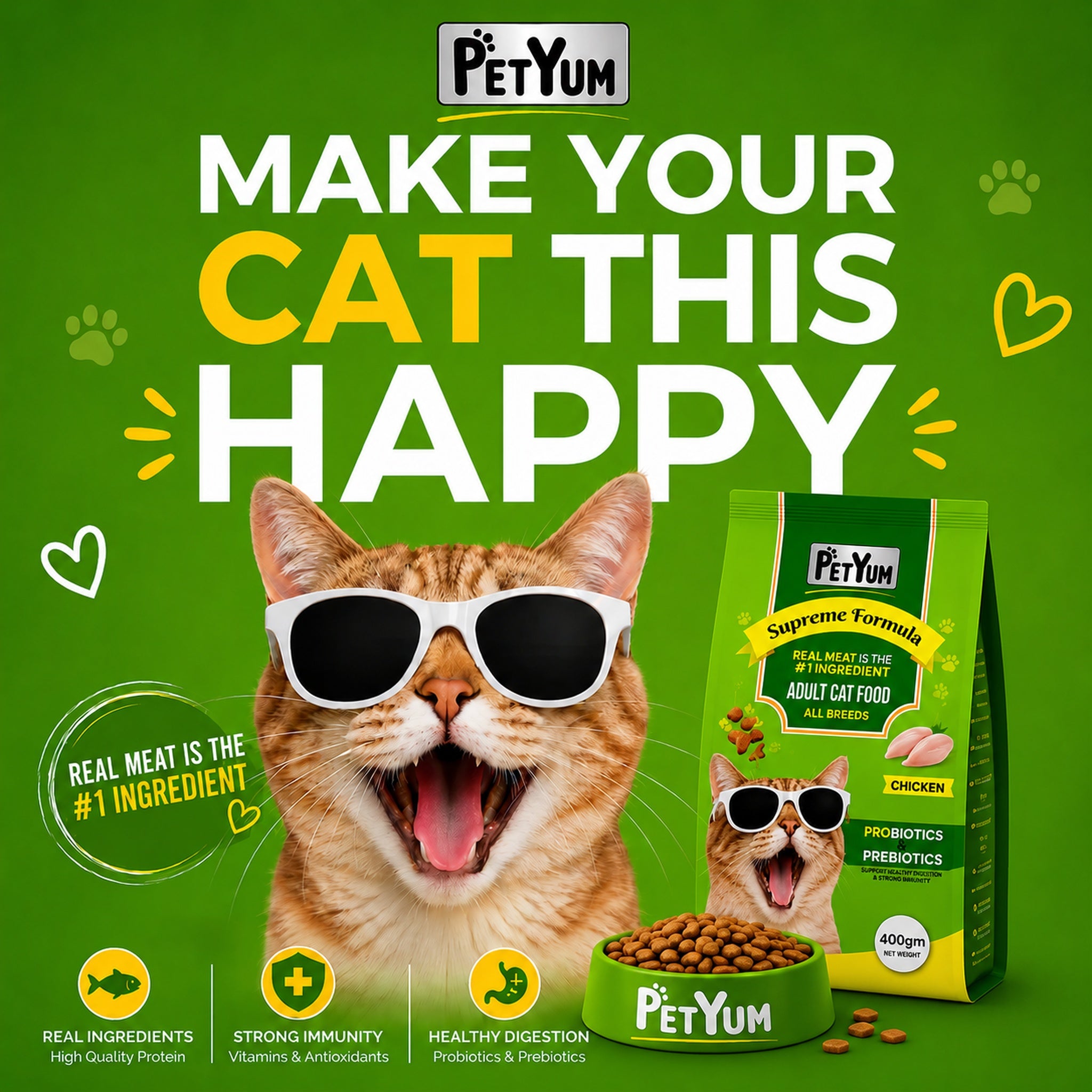 Petyum supreme Adult cat food Chicken Flavour 400G
