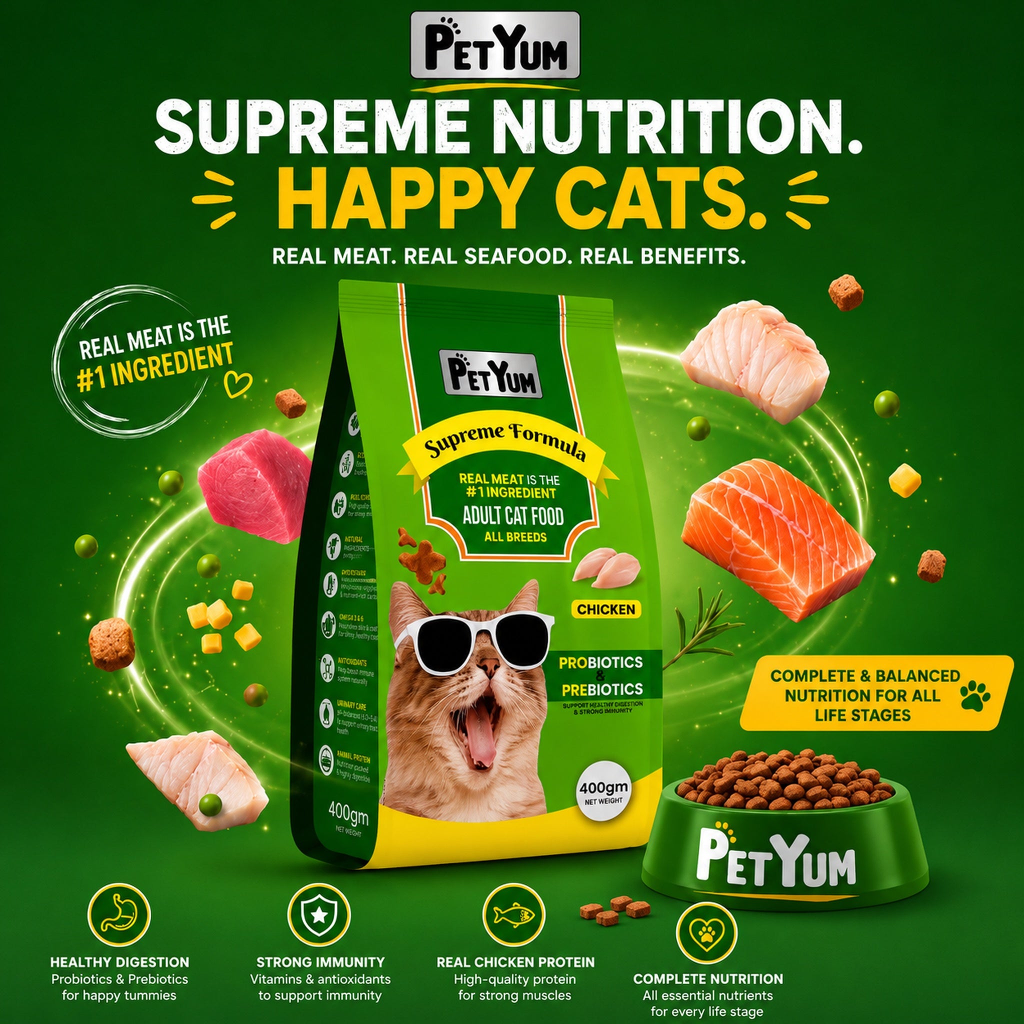 Petyum supreme Adult cat food Chicken Flavour 400G