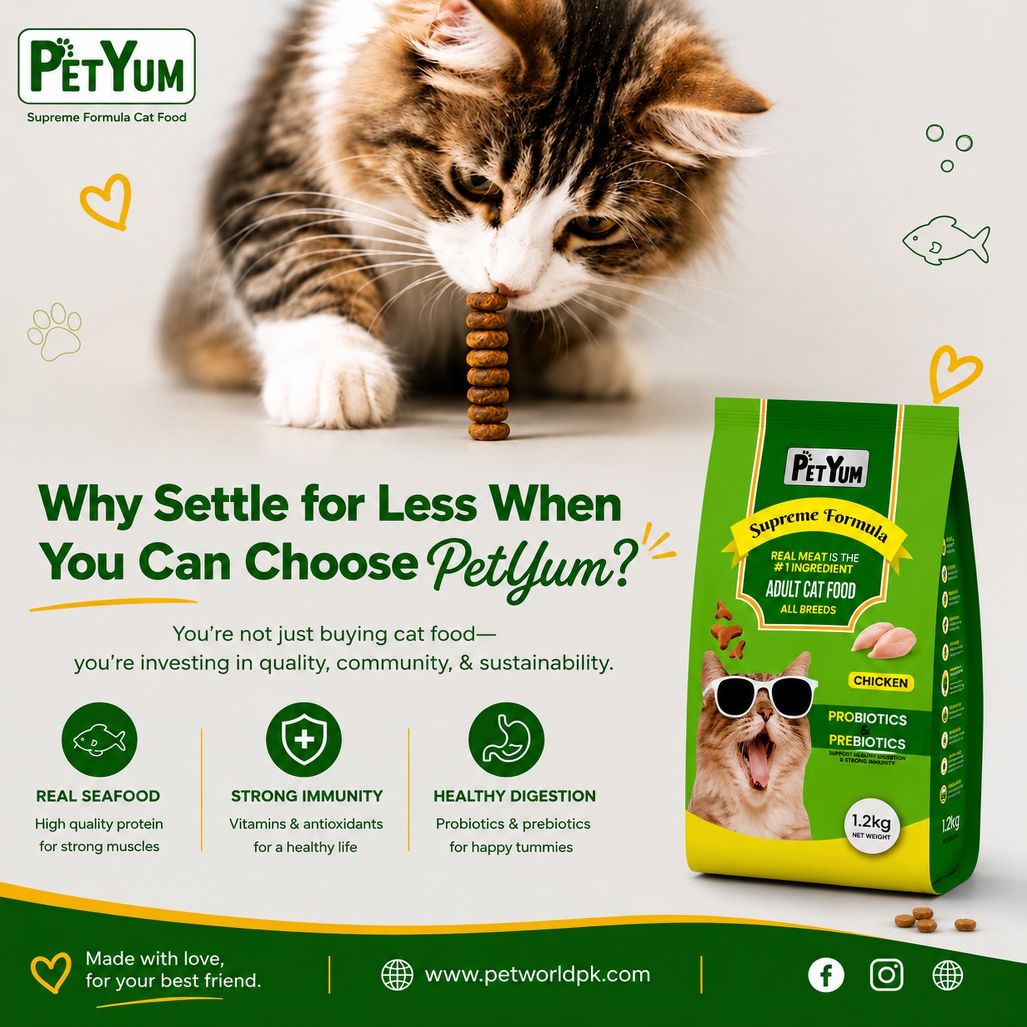 Petyum supreme Adult cat food  Chicken Flavour 1.2KG