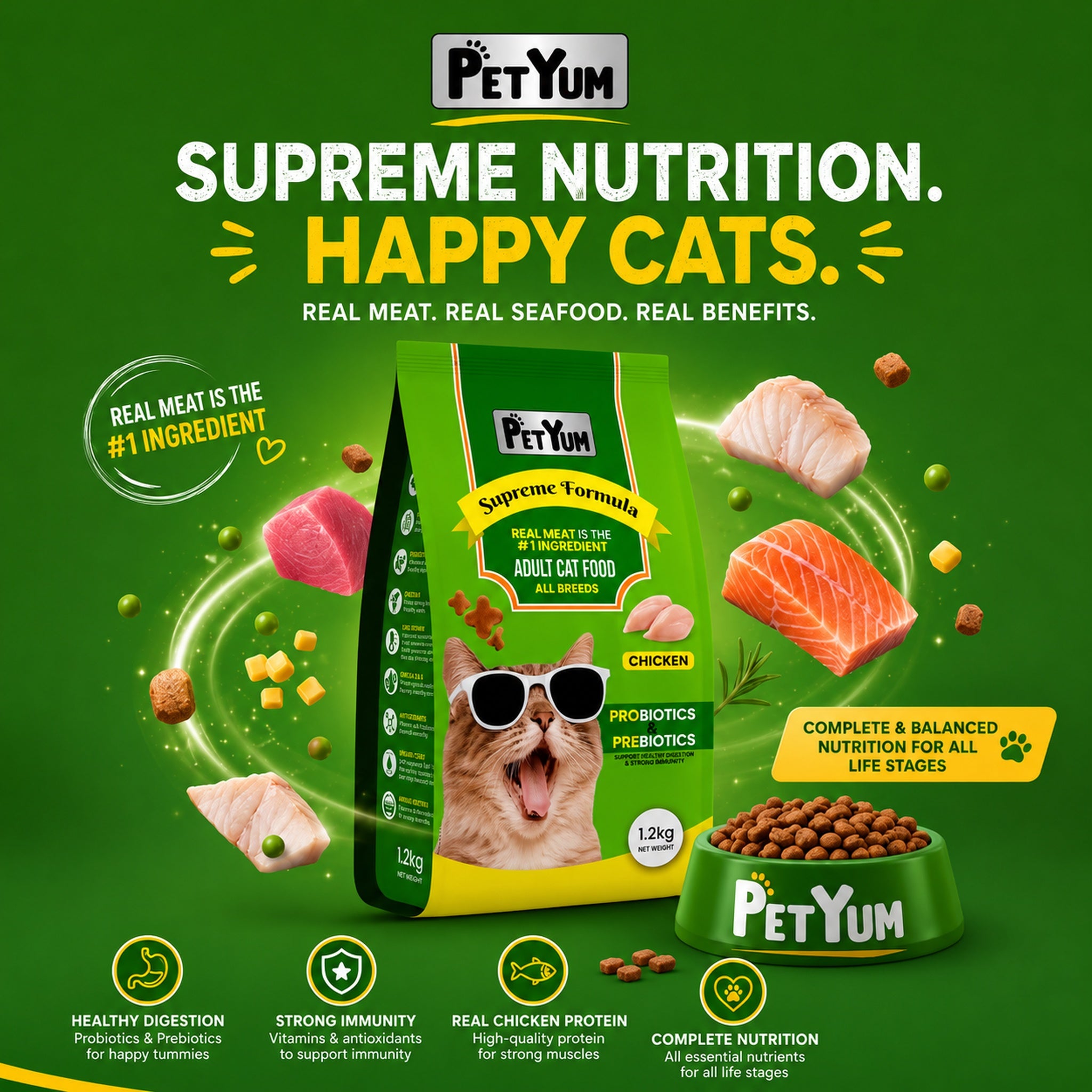 Petyum supreme Adult cat food  Chicken Flavour 1.2KG